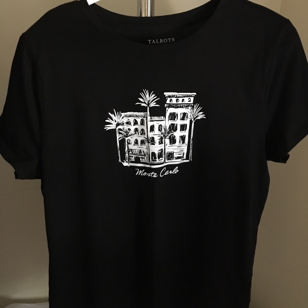 Talbots Black and white Monte Carlo  t-shirt. - Picture 3 of 4